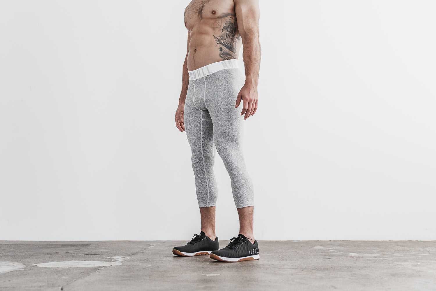 Nobull 3/4 Compression Tight (Plush Heather) Bottoms White Heather | 9652-GJSYQ