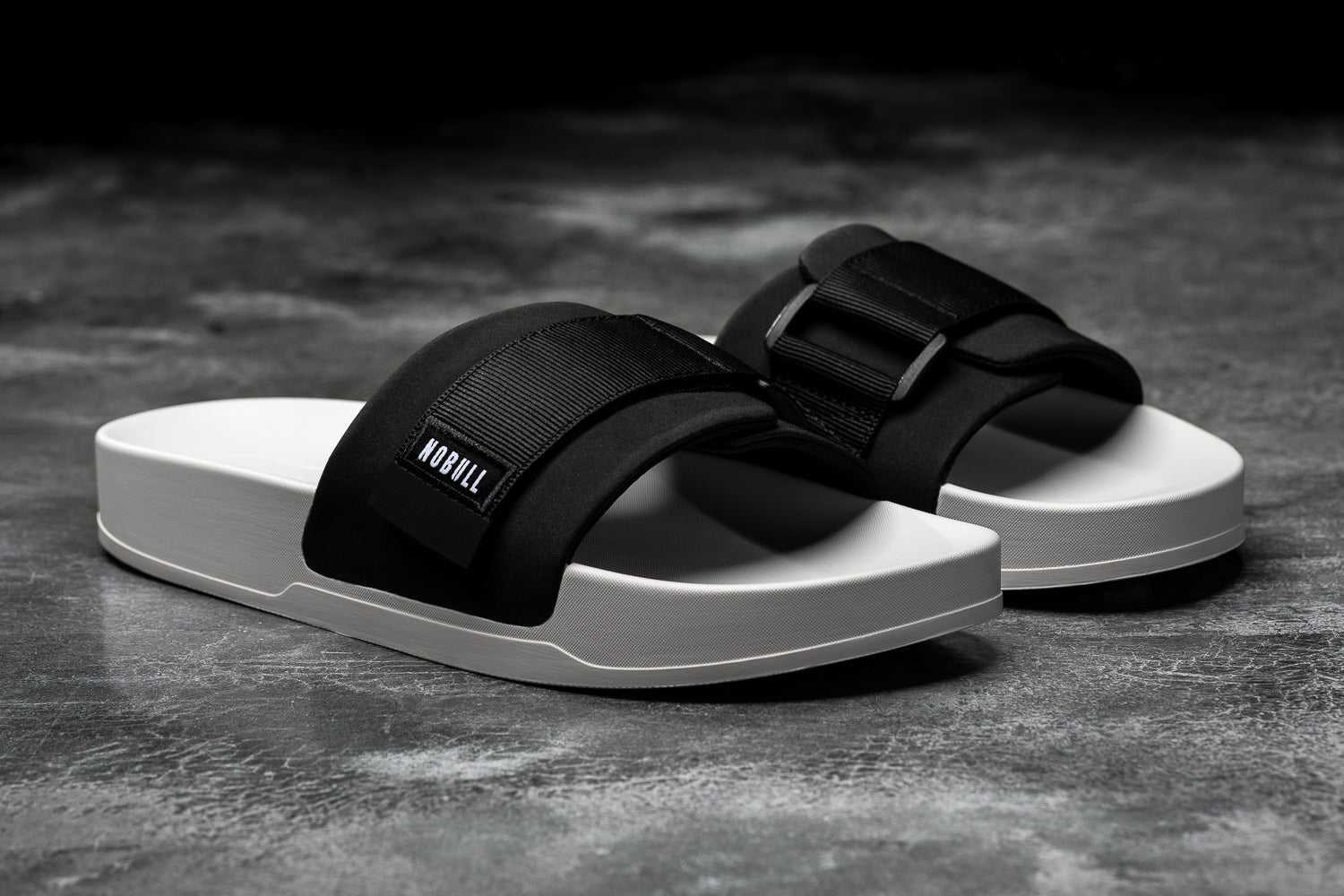 Nobull Adjustable Slide Slides Black Ivory | 6043-XWQVN