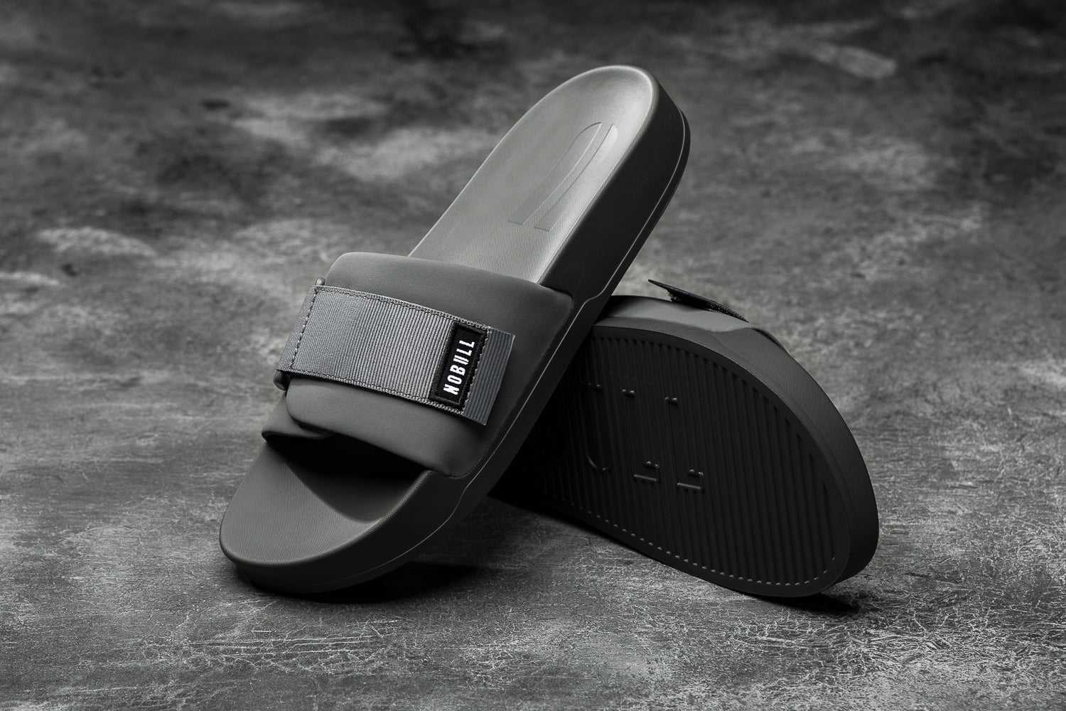 Nobull Adjustable Slide Slides Dark Grey | 4957-PQIBL