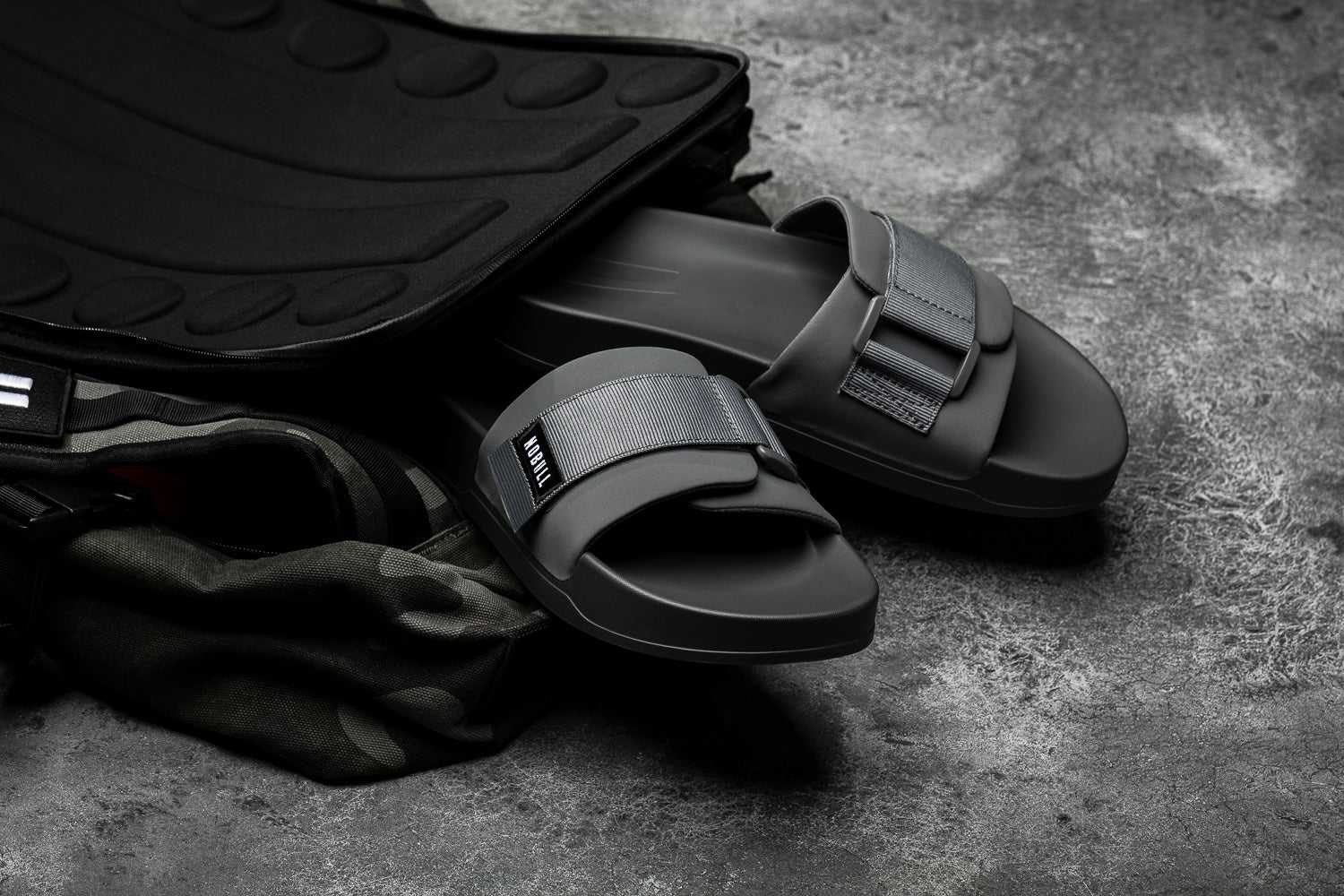 Nobull Adjustable Slide Slides Dark Grey | 9462-TWHRV