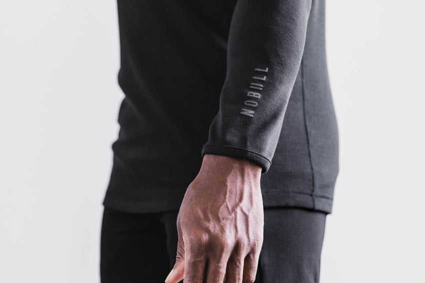 Nobull Blended Merino Wool 1/4 Zip Outerwear Black | 2169-UZCJD