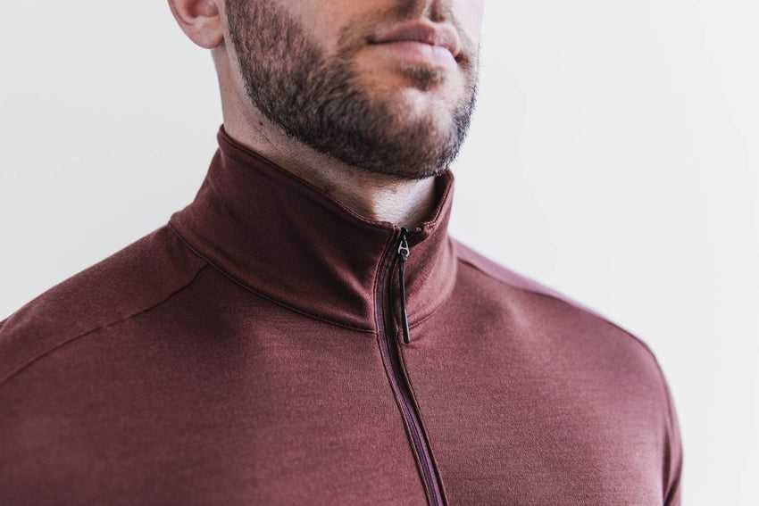 Nobull Blended Merino Wool 1/4 Zip Outerwear Redwood | 3742-DLPIU