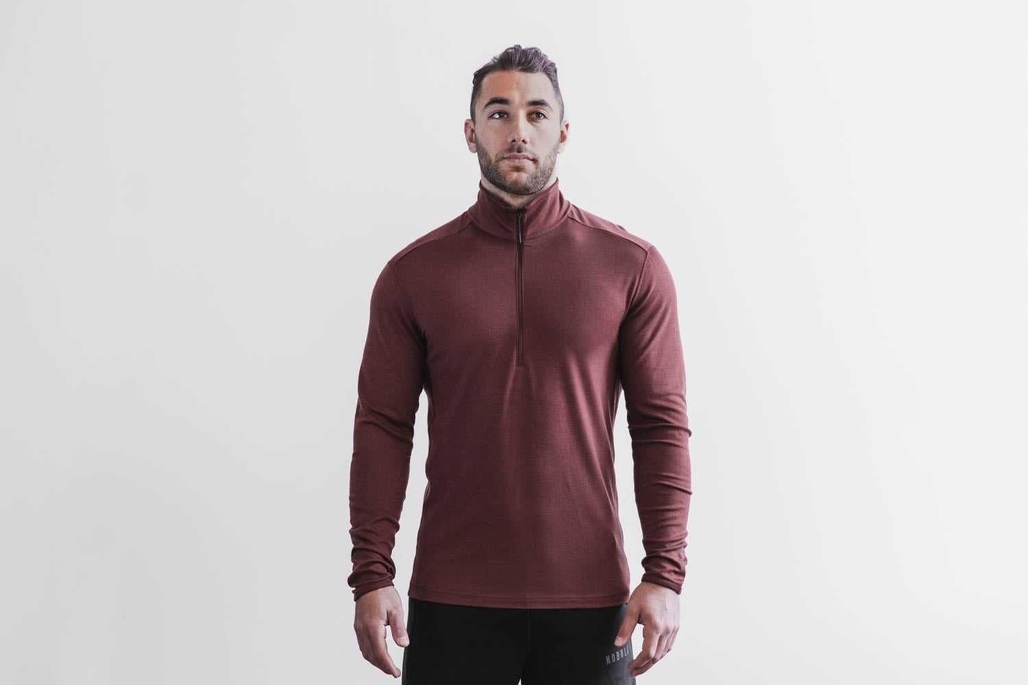 Nobull Blended Merino Wool 1/4 Zip Outerwear Redwood | 3742-DLPIU