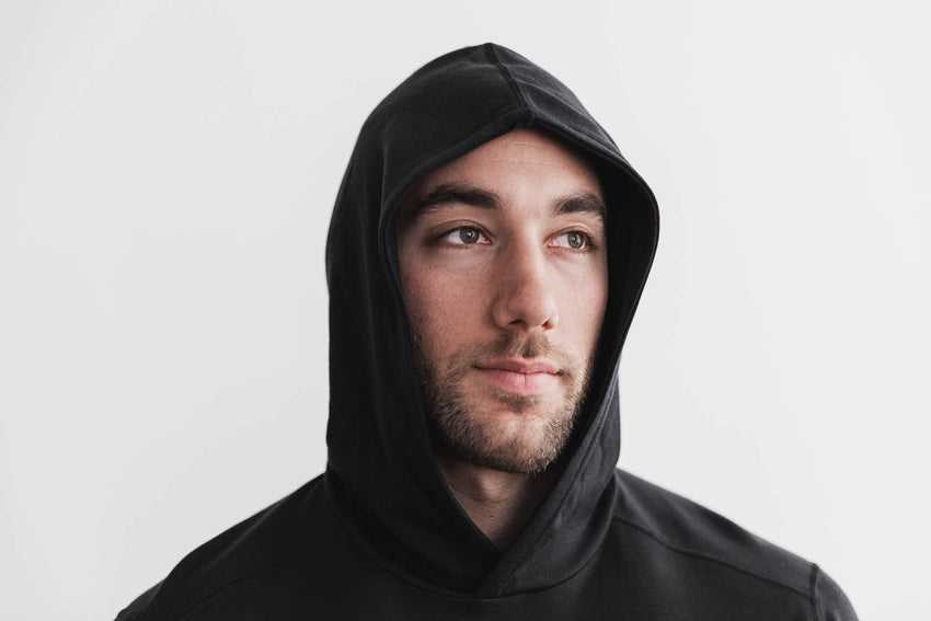 Nobull Blended Merino Wool Hoodie Outerwear Black | 8064-FUSCB