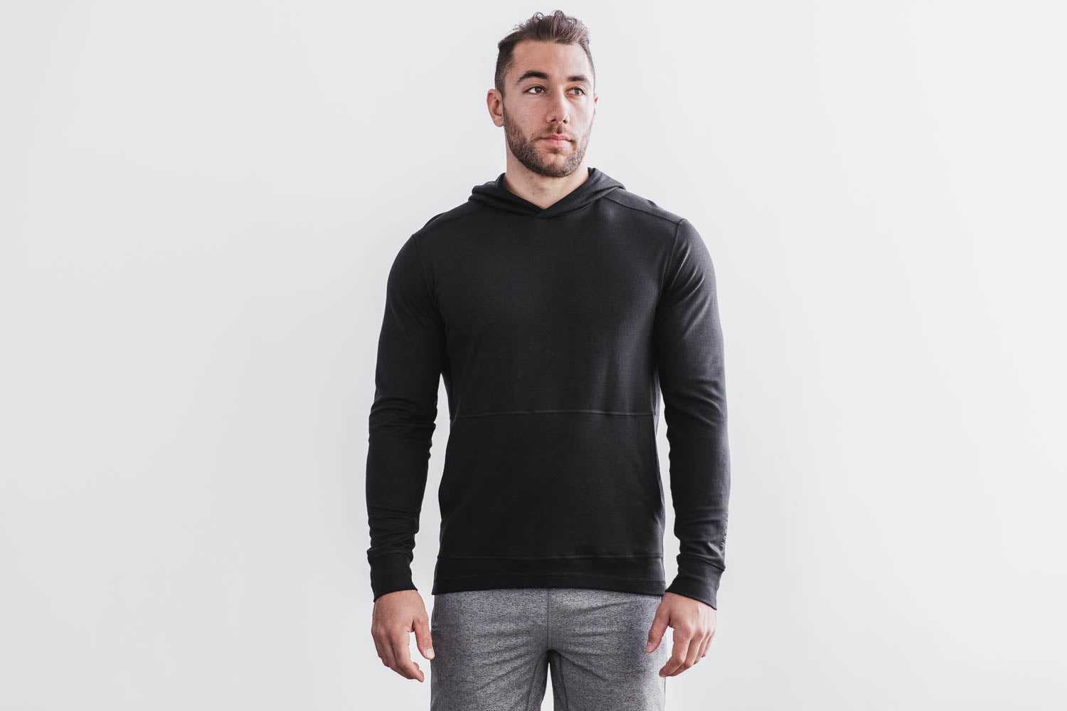 Nobull Blended Merino Wool Hoodie Outerwear Black | 8064-FUSCB