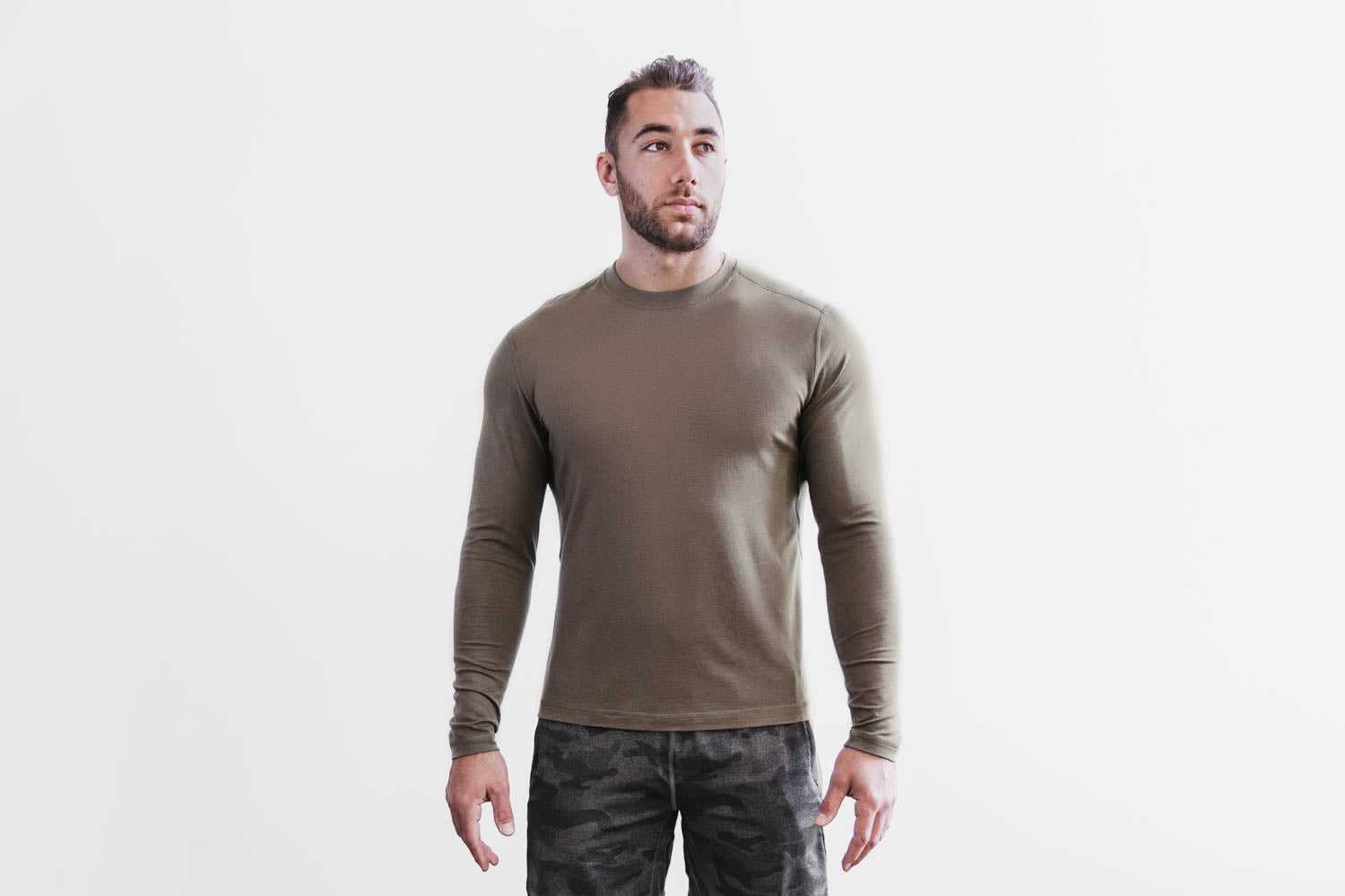 Nobull Blended Merino Wool Long Sleeve Tee Tanks & Tees Dark Fallen Rock | 2735-GBVKF