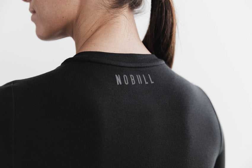 Nobull Blended Merino Wool Long Sleeve Tee Tanks & Tees Black | 8793-GKYPZ