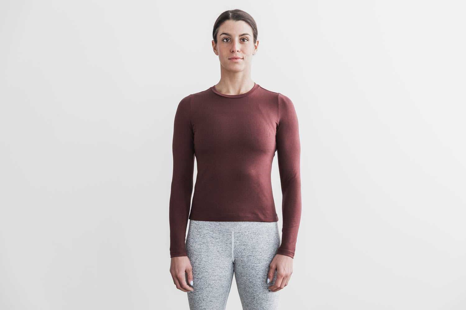 Nobull Blended Merino Wool Long Sleeve Tee Tanks & Tees Redwood | 9286-YUSBI