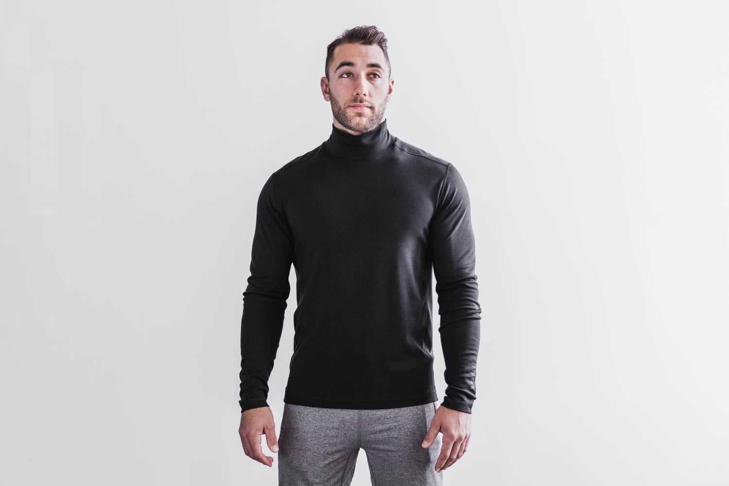 Nobull Blended Merino Wool Mock Neck Outerwear Black | 0516-THGOC