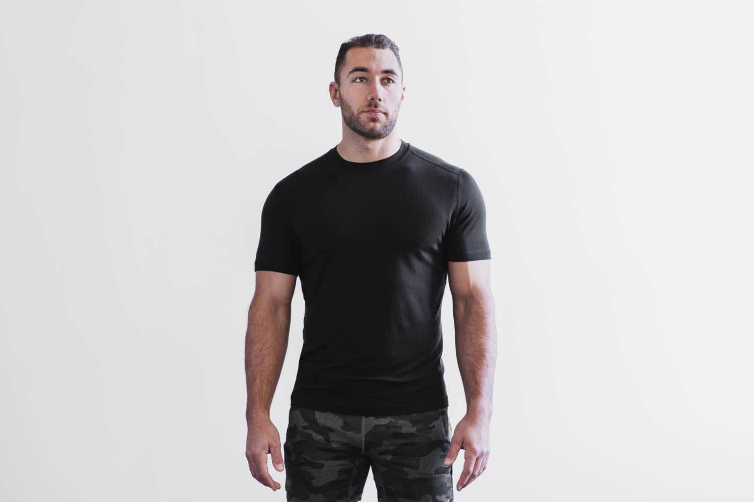 Nobull Blended Merino Wool Tee Tanks & Tees Black | 8527-CZUYD