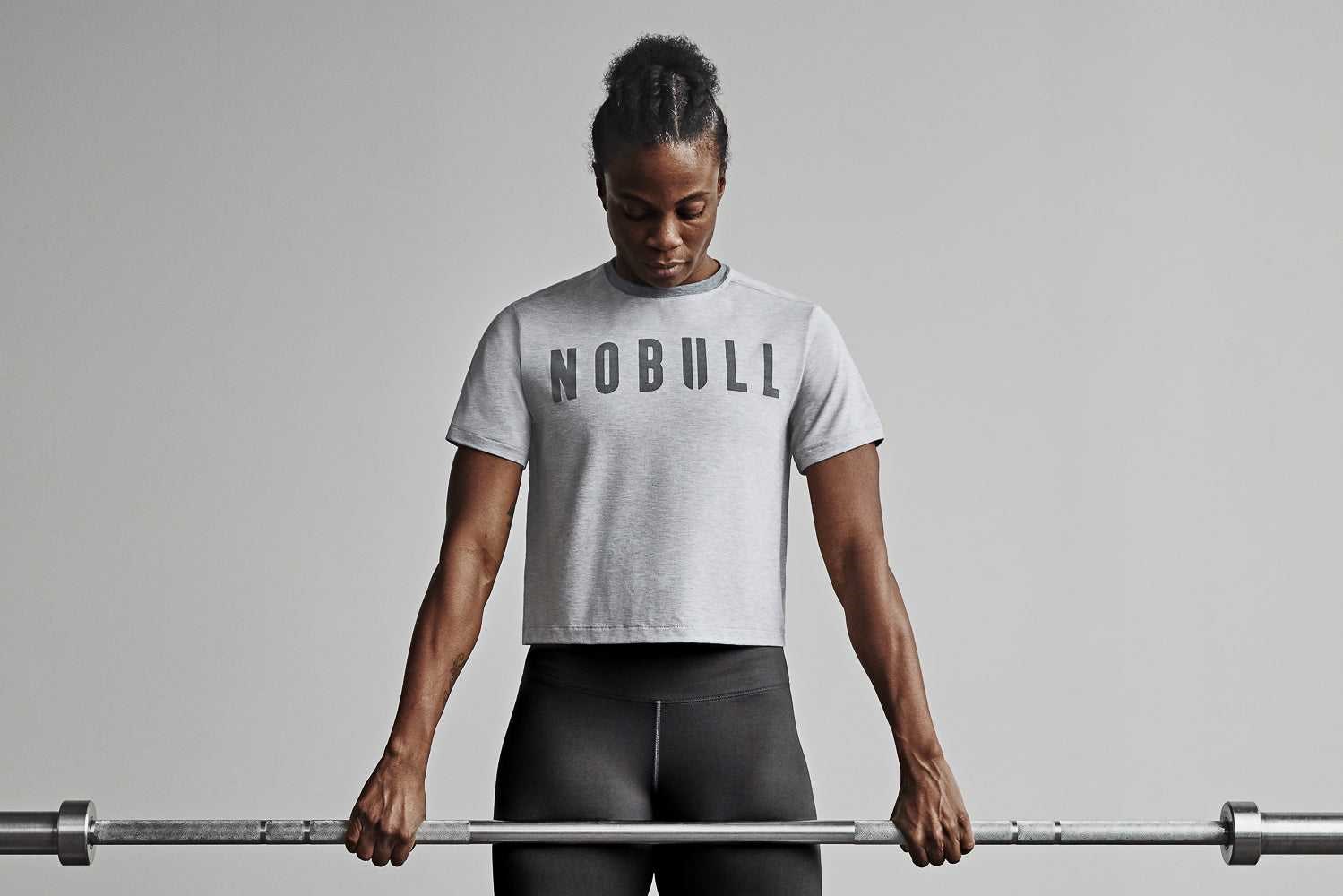 Nobull Boxy Tee Tanks & Tees Light Heather Grey | 3605-QFCLG