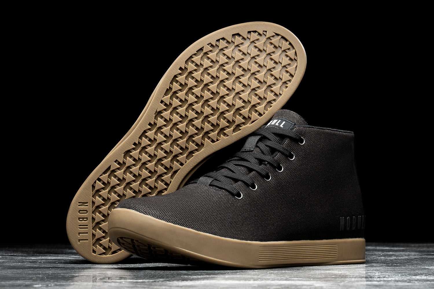 Nobull Canvas Mid Trainer Canvas Black Dark Gum | 0624-HETSX