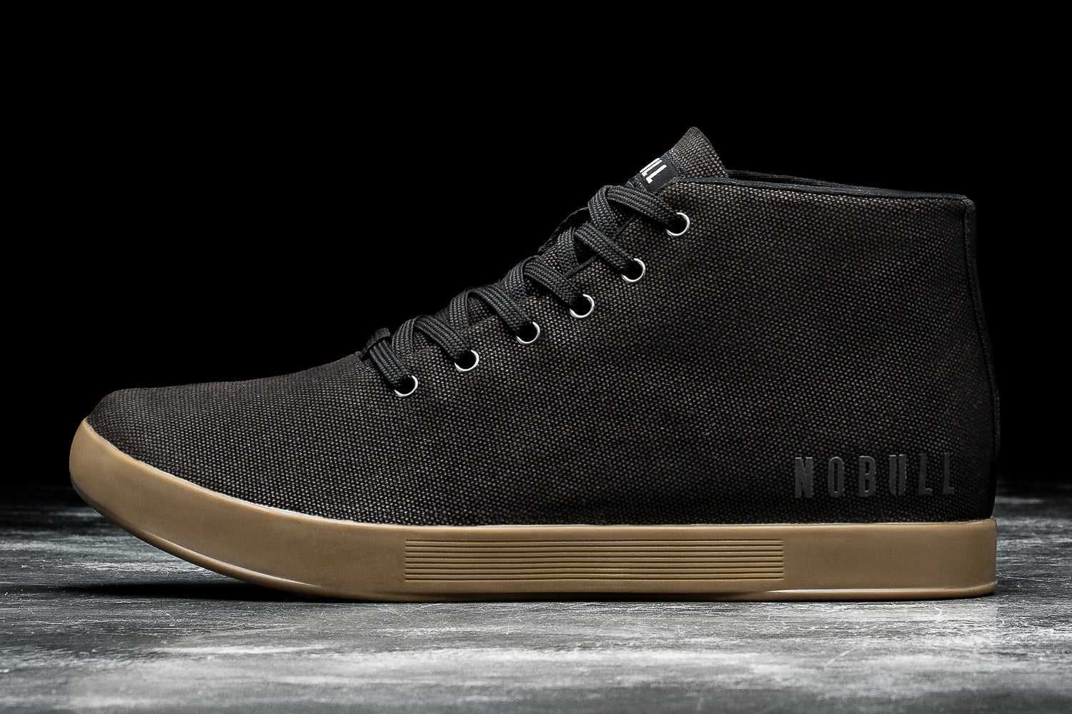 Nobull Canvas Mid Trainer Canvas Black Dark Gum | 0624-HETSX