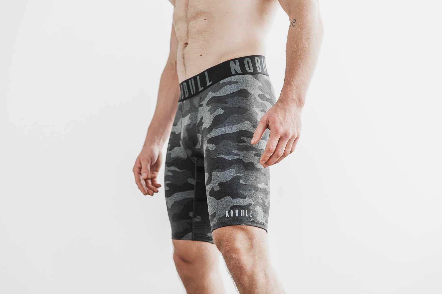 Nobull Compression Short 9 inches (Plush Heather) Bottoms Carbon Camo | 5129-DXWYI