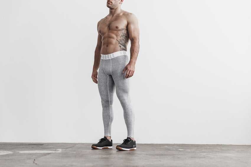 Nobull Compression Tight (Plush Heather) Bottoms White Heather | 0231-NYRSM