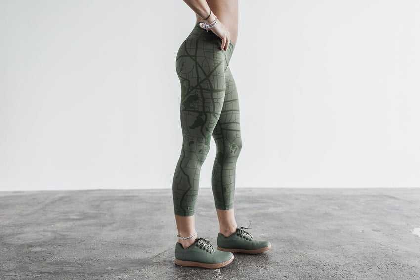 Nobull Crop Bottoms Army Green Madison | 7850-KGYIZ