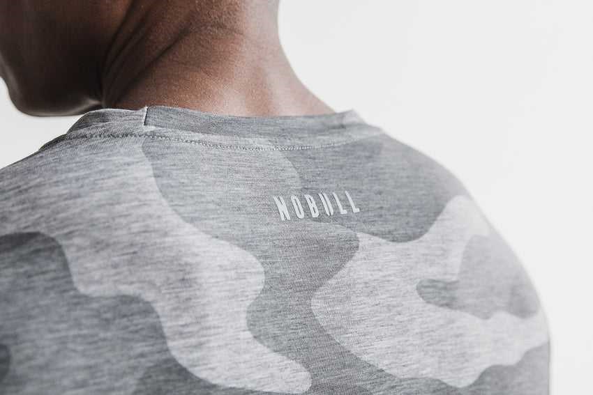 Nobull Crossfit Long Sleeve Tee (Camo) Tanks & Tees Grey Camo | 5674-AZDFQ