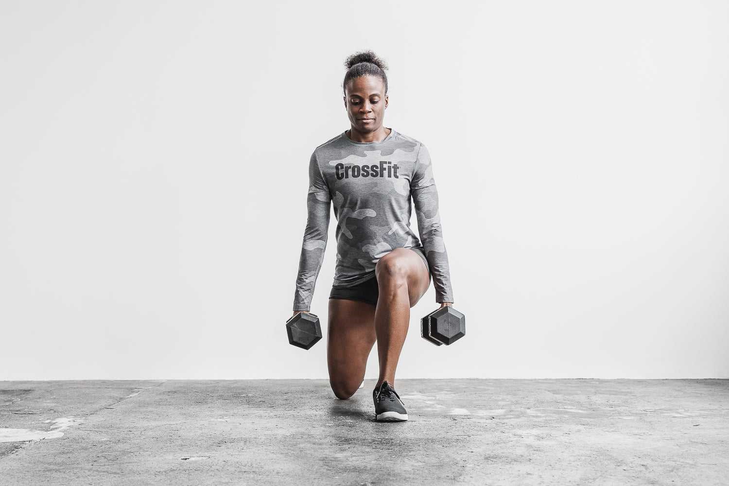 Nobull Crossfit Long Sleeve Tee (Camo) Tanks & Tees Grey Camo | 5674-AZDFQ