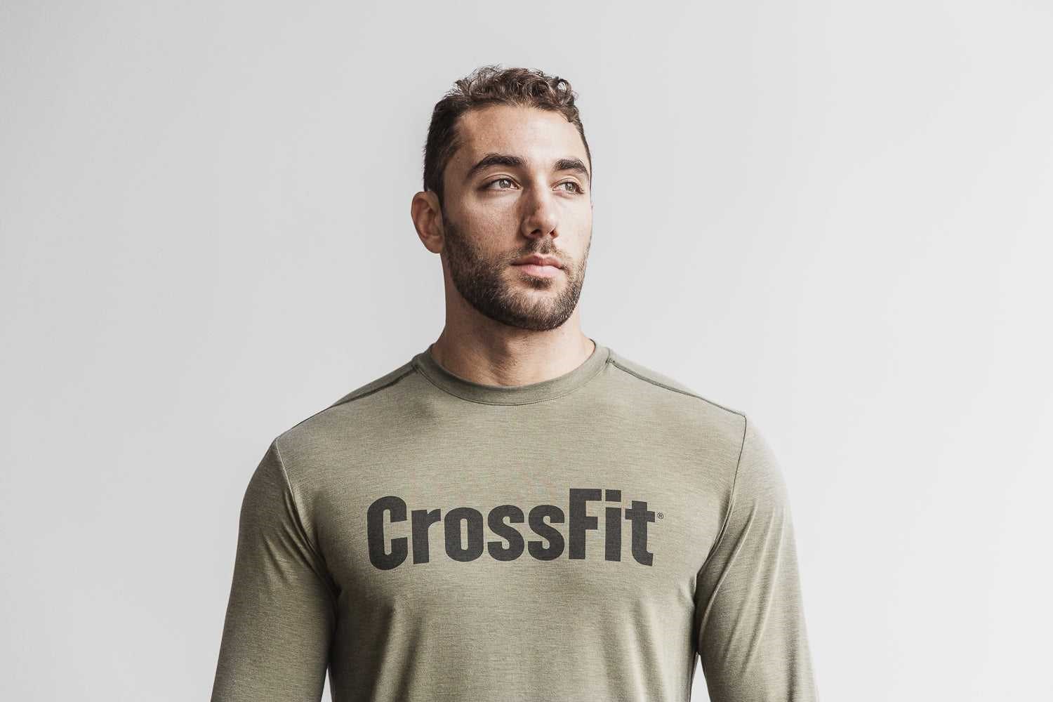 Nobull Crossfit Long Sleeve Tee Tanks & Tees Army Green | 1753-AZIRK