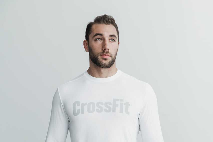 Nobull Crossfit Long Sleeve Tee Tanks & Tees White | 2876-YWSFQ