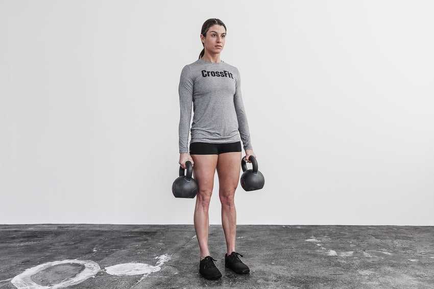 Nobull Crossfit Long Sleeve Tee Tanks & Tees Heather Grey | 4951-LJNTH