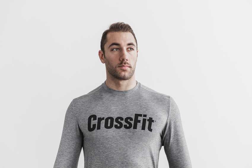 Nobull Crossfit Long Sleeve Tee Tanks & Tees Heather Grey | 6289-CKNGT