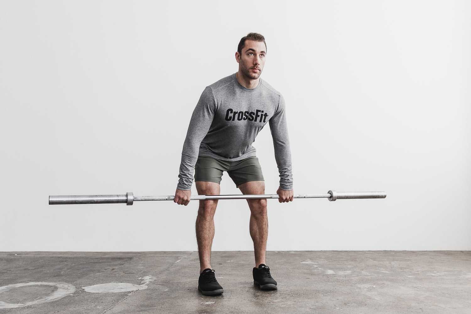 Nobull Crossfit Long Sleeve Tee Tanks & Tees Heather Grey | 6289-CKNGT