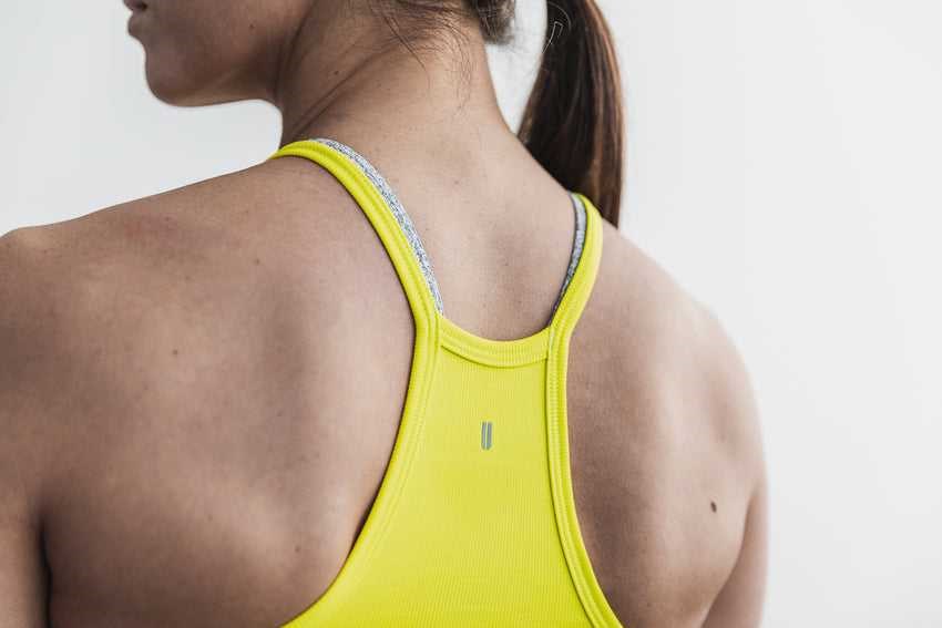 Nobull Halter Crop Tank (Neon Ribbed) Tanks & Tees Neon Yellow | 2654-OFQPL