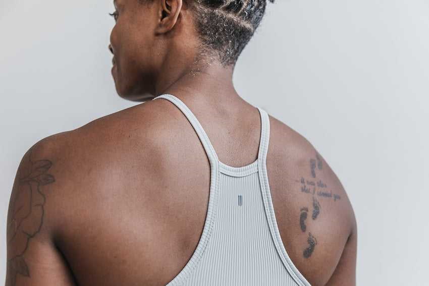 Nobull Halter Crop Tank (Ribbed) Tanks & Tees Frost | 0742-IXPSO