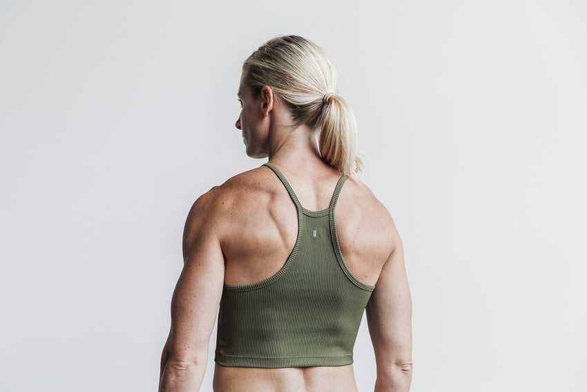 Nobull Halter Crop Tank (Ribbed) Tanks & Tees Army Green | 3741-KIART