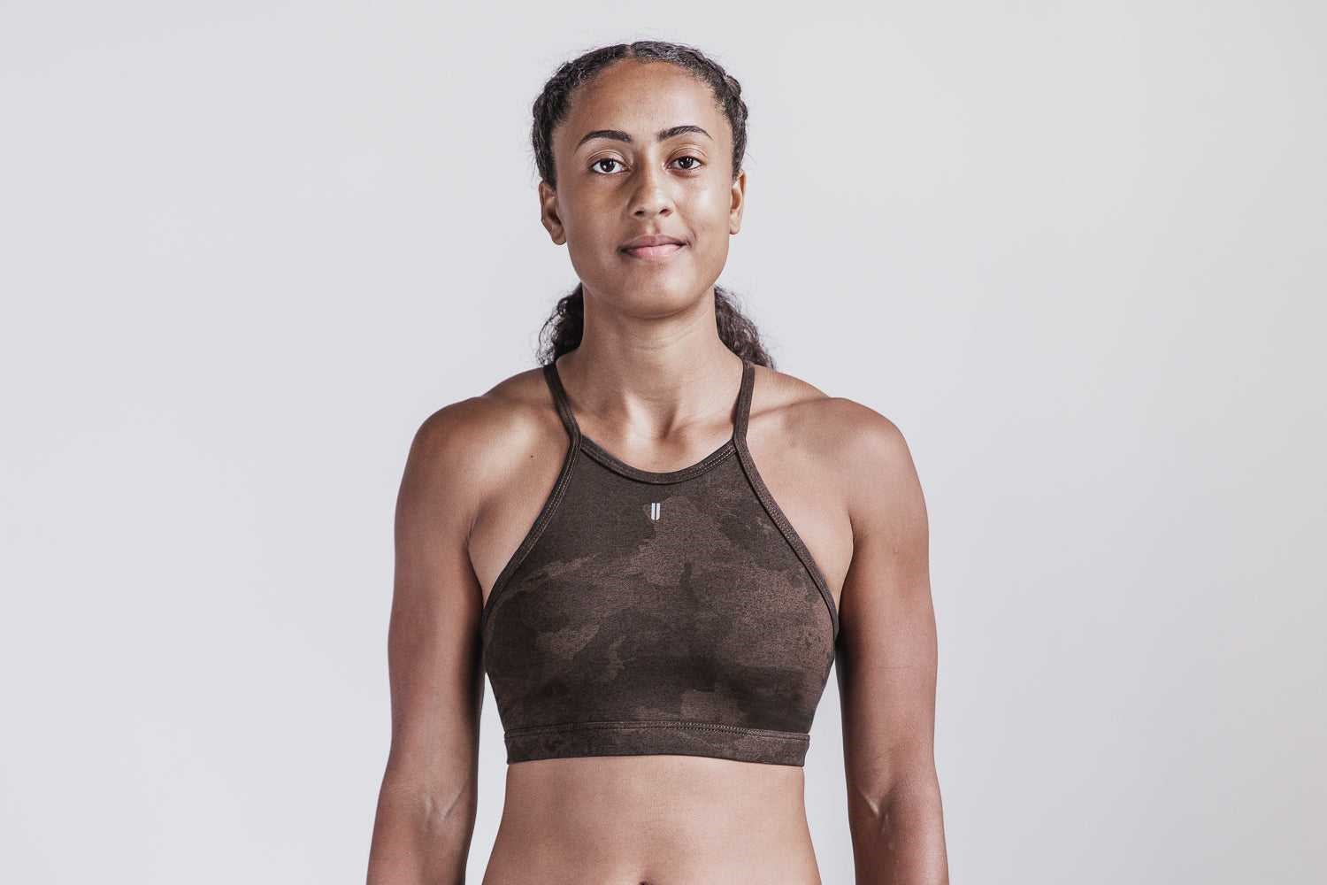 Nobull Halter Sports Bra (Continental Camo) Sports Bras Espresso Continental Camo | 4082-LVBHD