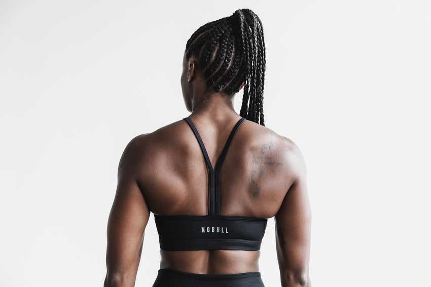 Nobull Halter Sports Bra (Matte) Sports Bras Black Matte | 5017-STRYH