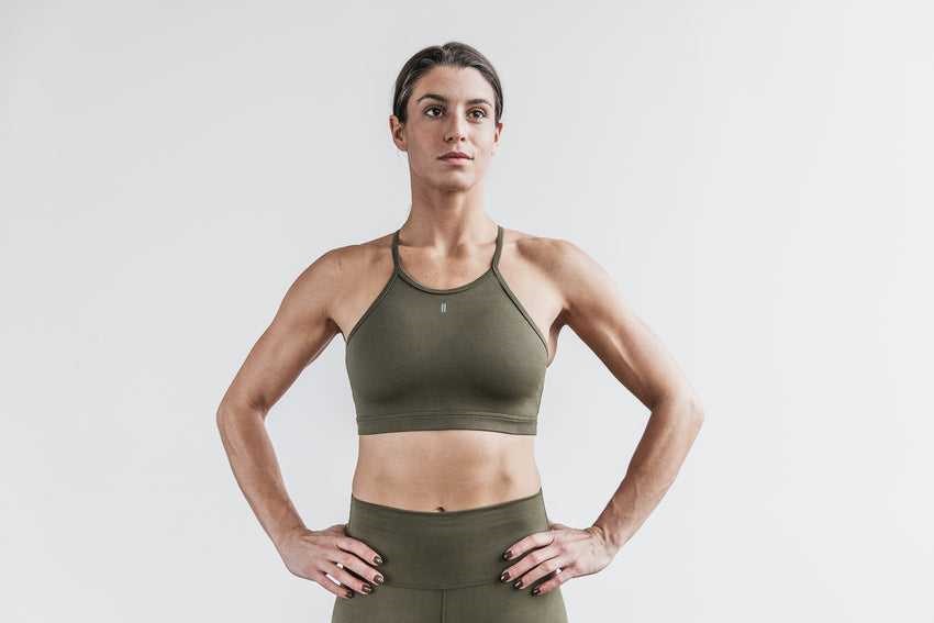 Nobull Halter Sports Bra (Matte) Sports Bras Army Green Matte | 6453-ENTPL