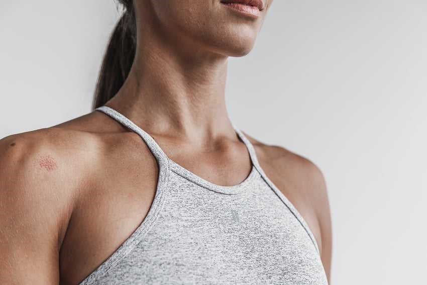 Nobull Halter Sports Bra (Plush Heather) Sports Bras White Heather | 3817-BDMQJ