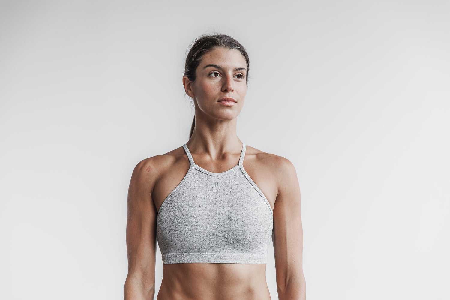 Nobull Halter Sports Bra (Plush Heather) Sports Bras White Heather | 3817-BDMQJ