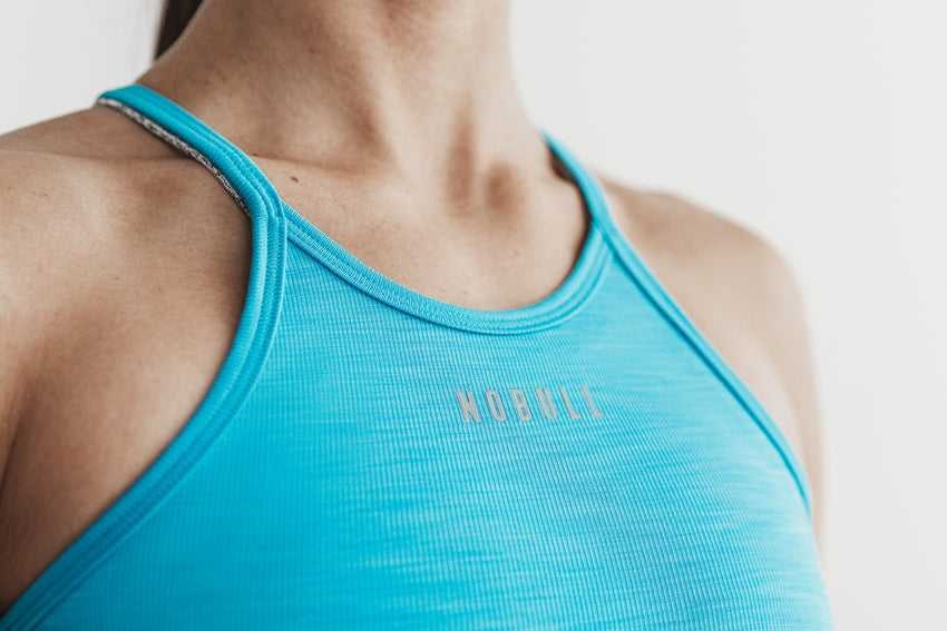 Nobull Halter Tank (Neon Ribbed) Tanks & Tees Neon Blue | 6125-ALIVU