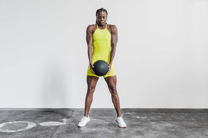 Nobull Halter Tank (Neon Ribbed) Tanks & Tees Neon Yellow | 9135-HXFJQ