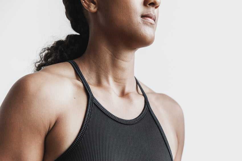 Nobull Halter Tank (Ribbed) Tanks & Tees Black | 8951-IDHAJ