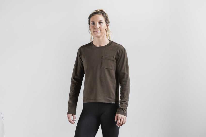 Nobull Heavyweight Long Sleeve Pocket Boxy Tee Tanks & Tees Espresso | 6782-NHXSP