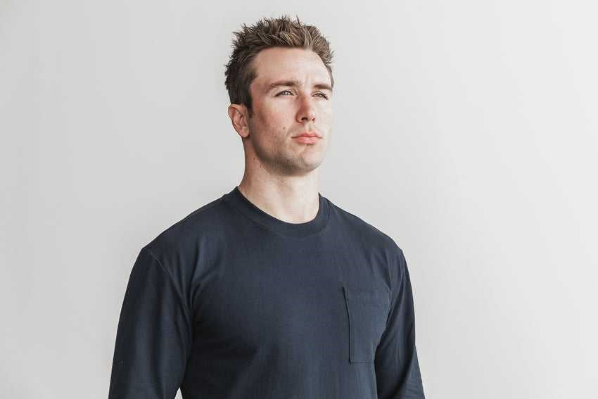 Nobull Heavyweight Long Sleeve Pocket Tee Tanks & Tees Ink | 4167-AOTIW