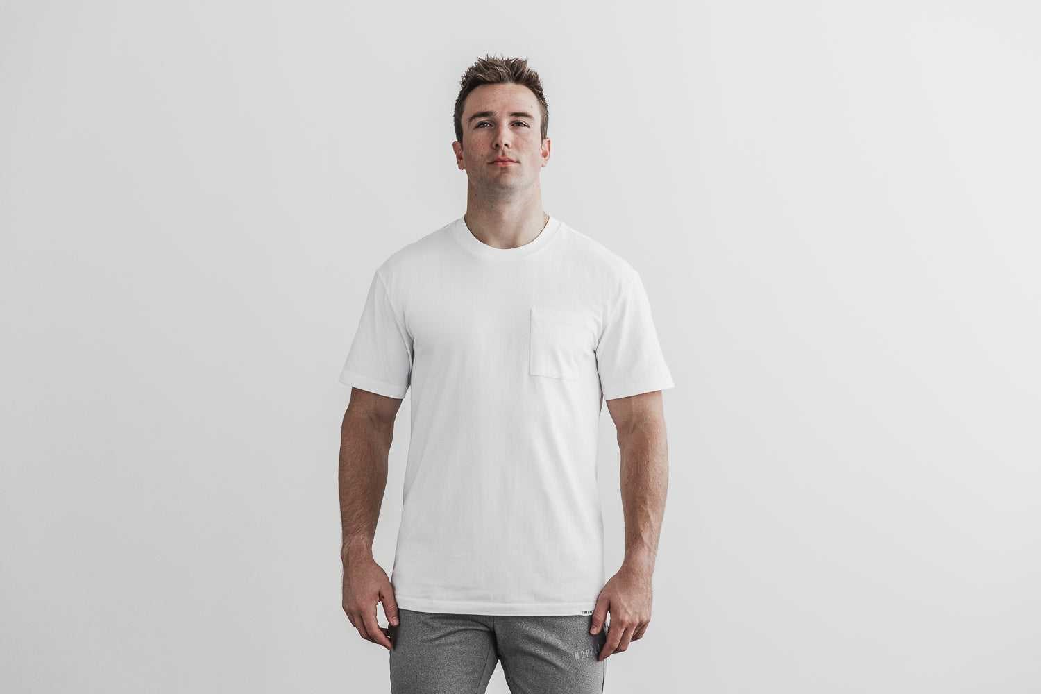 Nobull Heavyweight Pocket Tee Tanks & Tees White | 1327-OPDSQ