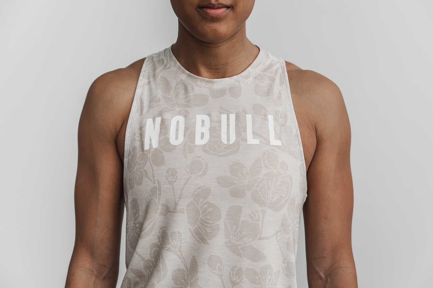 Nobull High-Neck Nobull Tank (Cherry Blossom) Tanks & Tees Oatmeal Cherry Blossom | 5264-CHJSE