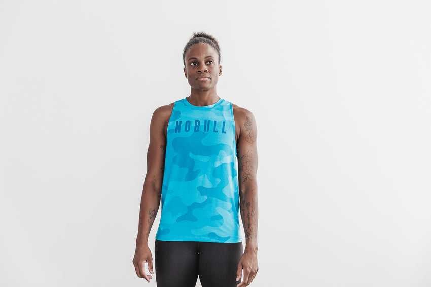 Nobull High-Neck Nobull Tank (Neon Camo) Tanks & Tees Neon Blue Camo | 7912-UGVNZ