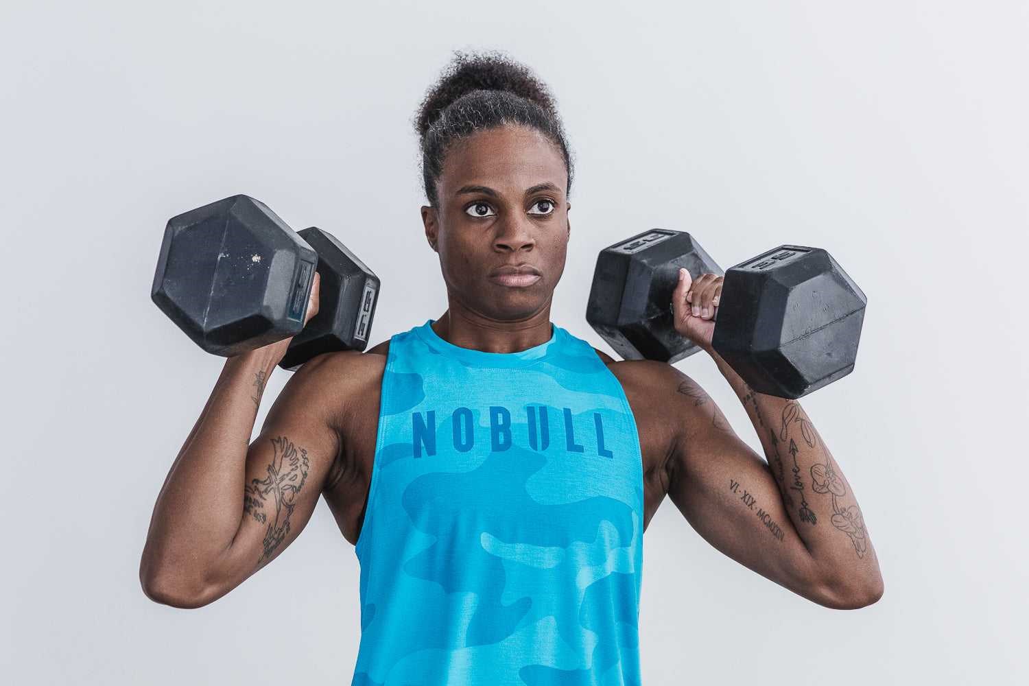 Nobull High-Neck Nobull Tank (Neon Camo) Tanks & Tees Neon Blue Camo | 7912-UGVNZ