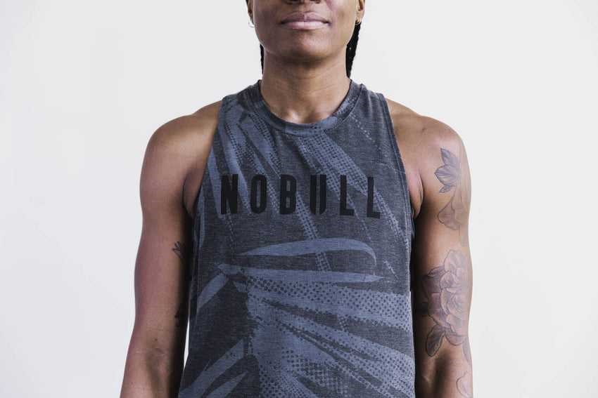 Nobull High-Neck Nobull Tank (Palm Floral) Tanks & Tees Charcoal Palm Floral | 3140-LOVTW