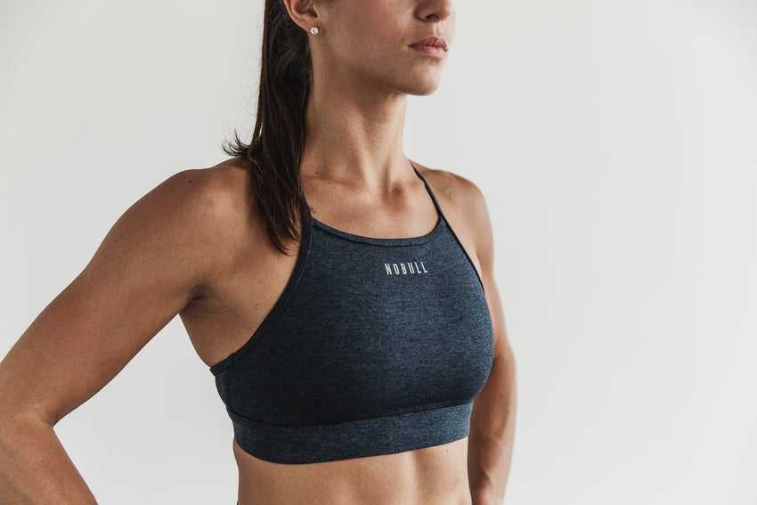 Nobull High-Neck Sports Bra (Matte) Sports Bras Midnight Heather Matte | 0637-USKMR