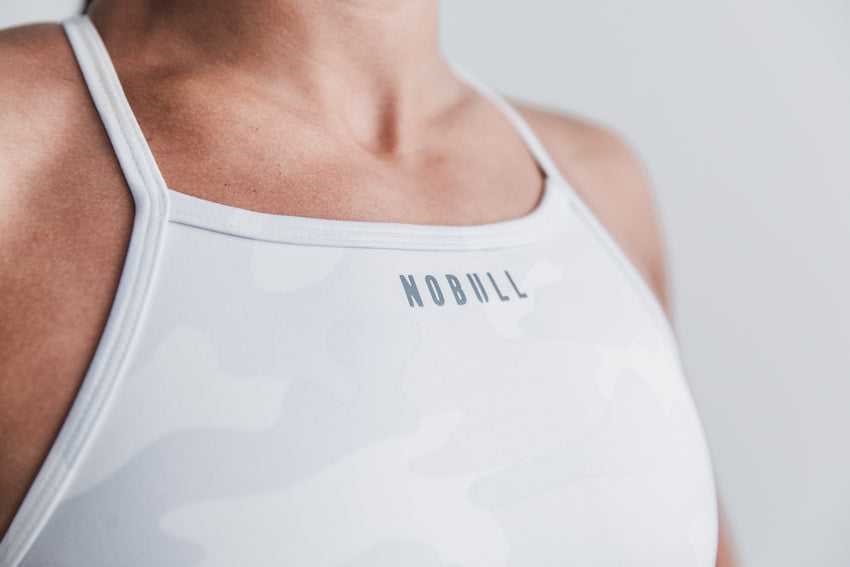 Nobull High-Neck Sports Bra (Matte) Sports Bras White Camo | 2735-BELSO