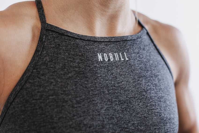 Nobull High-Neck Sports Bra (Matte) Sports Bras Charcoal Heather Matte | 5194-WZYVH