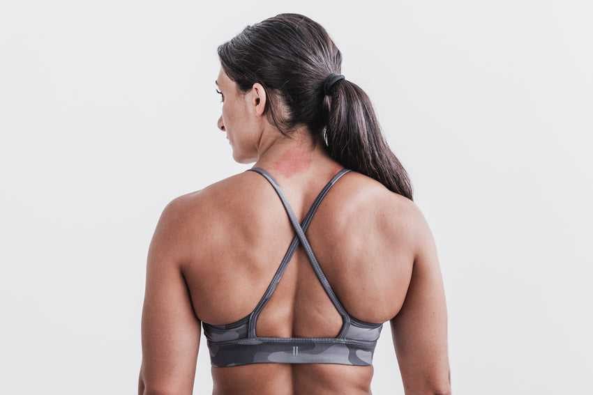 Nobull High-Neck Sports Bra (Matte) Sports Bras Dark Grey Camo | 8623-KTSMJ