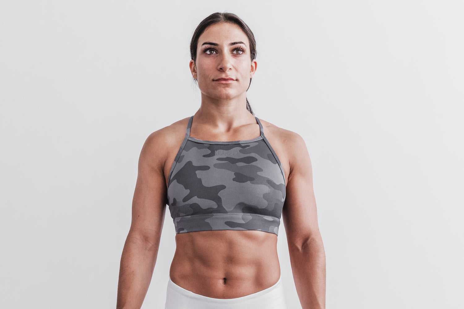 Nobull High-Neck Sports Bra (Matte) Sports Bras Dark Grey Camo | 8623-KTSMJ